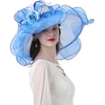 thumbnail image 1 of Women Oganza Sun Hat Church Wide Brim Wedding Formal Fascinator Hat, 1 of 6