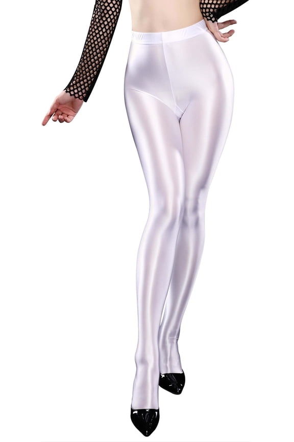 Women Oil Shiny Stockings Solid Color Footed Legging Dance Sports Yoga Pantyhose Tights Stretch Seamless Pilates Pants Streetwear Clubwear for Valentine's Day Gifts