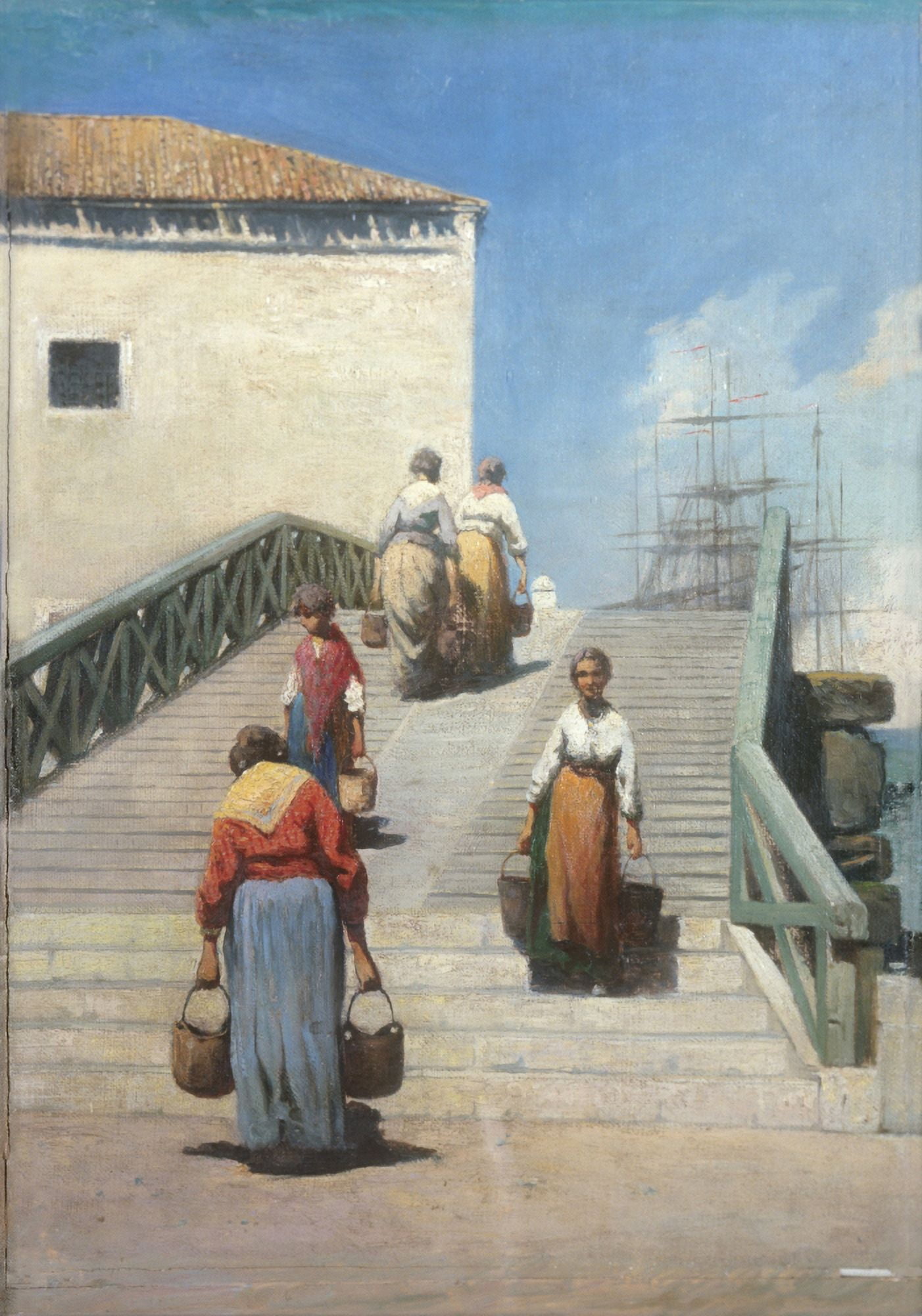 Women On A Bridge In Venice (Donne Sul Ponte A Venezia) Canvas Art -  (24 x 36)