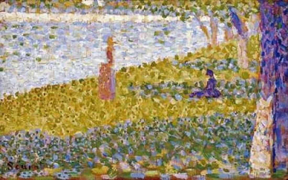 Women On The River Bank Canvas Art - Georges Seurat (12 x 18)