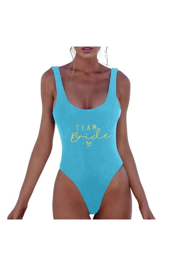 Women One Piece Bathing Suit Printed Floral Design Casual Swimwear Summer Beach Padded Swimsuit L