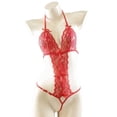 thumbnail image 1 of Women One Piece Lingerie Deep V Lace Bodysuit Babydoll Teddy Underwear, 1 of 5
