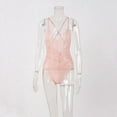 thumbnail image 1 of Women One Piece Lingerie Deep V Teddy Sexy Lace Bodysuit Open Back S-XXL (Pink L), 1 of 9