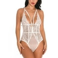 thumbnail image 1 of Women One Piece Lingerie Sexy Lace Bodysuit Deep V Teddy Babydoll Nightgown Valentines Day Gifts, 1 of 4