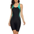 thumbnail image 1 of Women One Piece Printed Swimsuit Sports Racerback Athletic Training Swimwear Color Block, 1 of 4