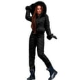 thumbnail image 1 of Women One Piece Snowsuit Fuzzy Hooded Ski Snow Suits Waterproof Windproof Jumpsuit Outdoor Sports Warm Outfits with Gloves Black M, 1 of 5