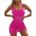 thumbnail image 1 of Women One-Piece Swim Dress Tummy Control Swimsuits Slimming Mesh Sheer Sarong Wraps Bathing Suit Rose red S, 1 of 9