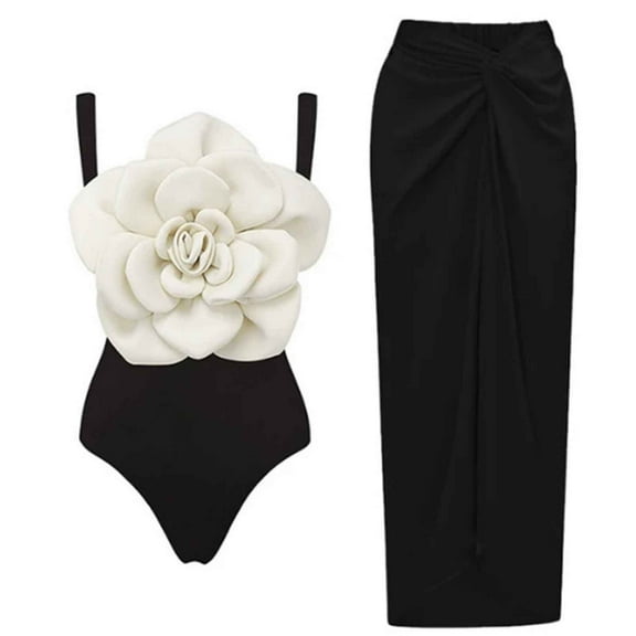 Women One Piece Swimsuit with Cover up Wrap Skirt Sarong Bathing Suit Beach Outfit Summer One Piece Swimsuit Plus Size