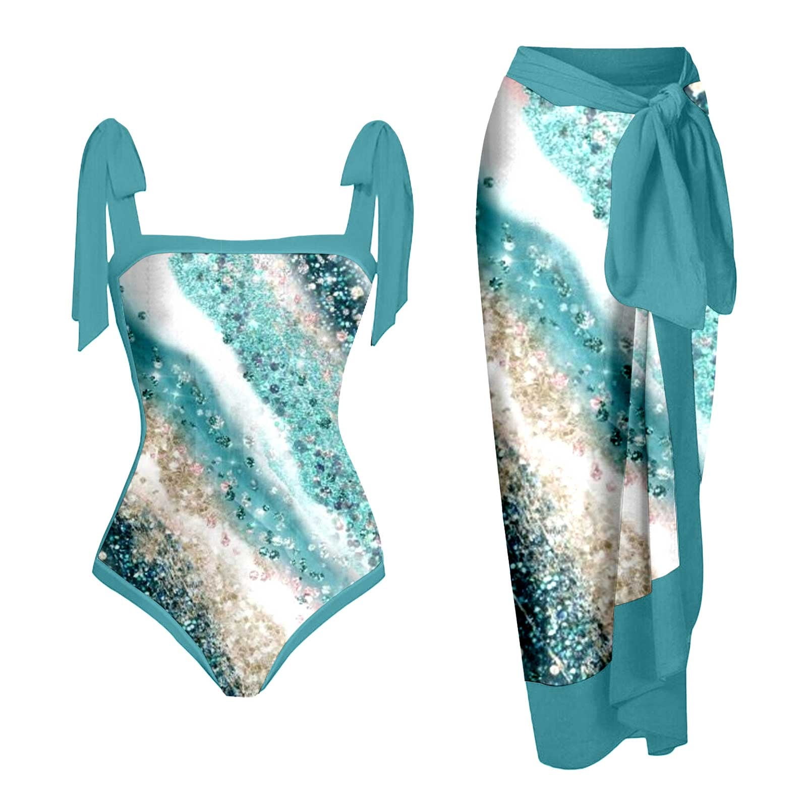 Women One Piece Swimsuit with Matching Cover Ups Floral Sexy Bikini