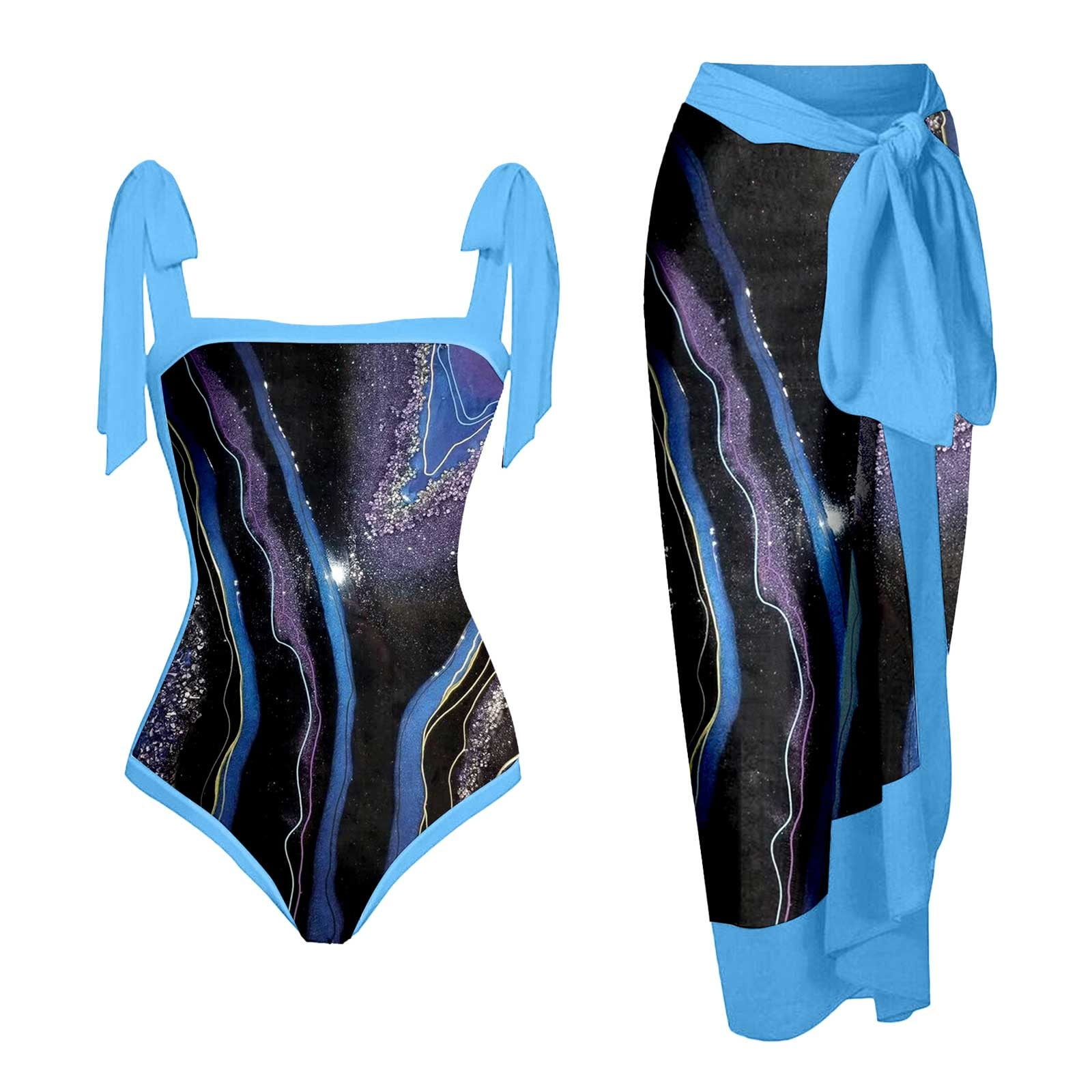 Women One Piece Swimsuit with Matching Cover Ups Floral Sexy Bikini