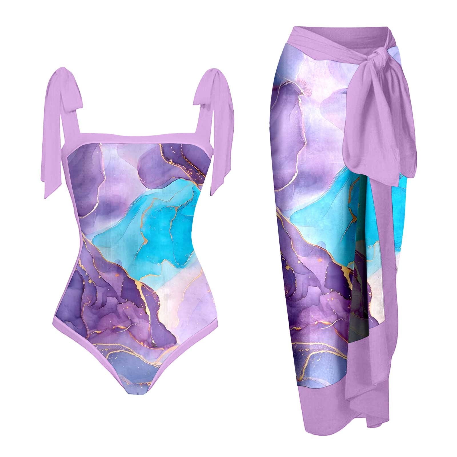 Women One Piece Swimsuit with Matching Cover Ups Floral Sexy Bikini