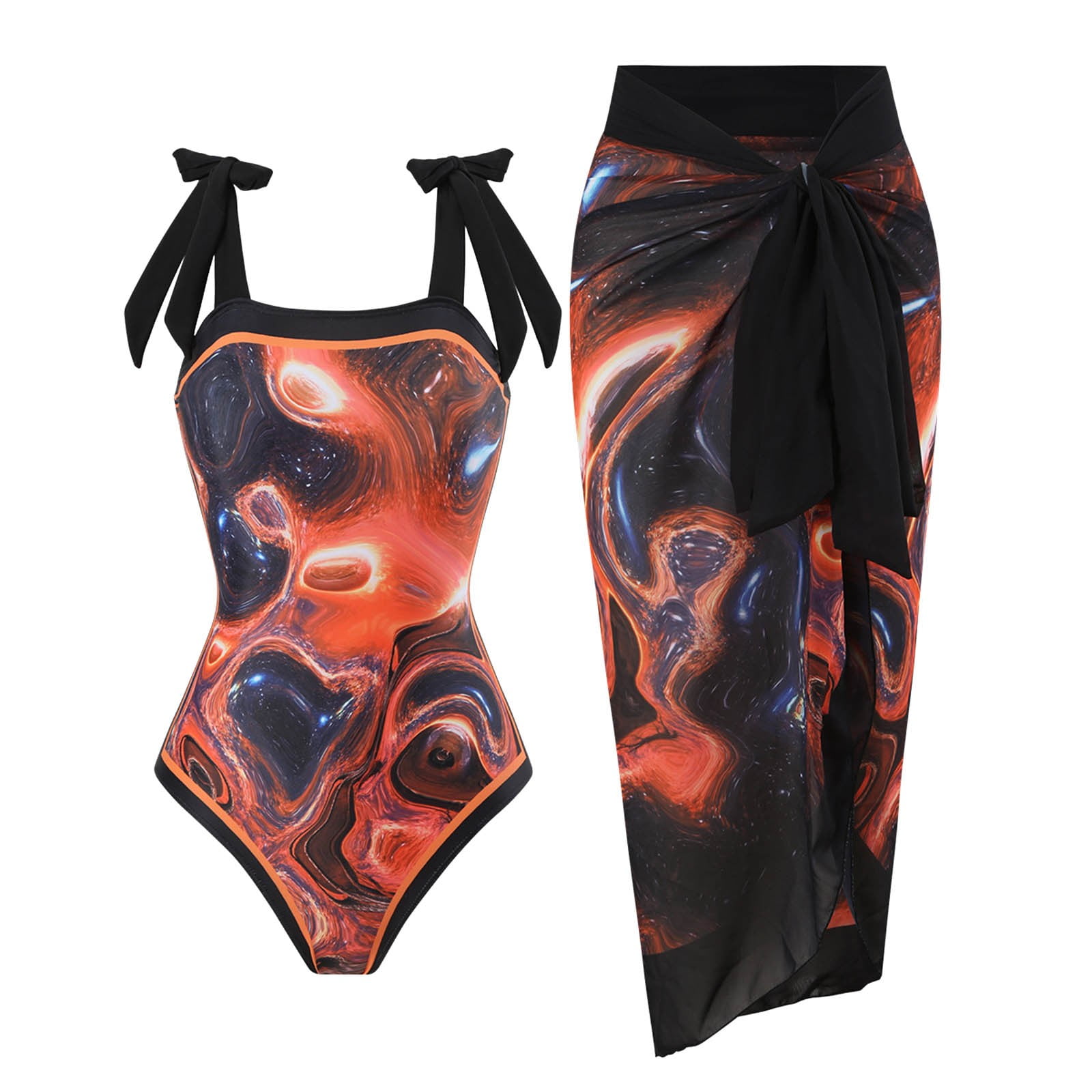 Women One Piece Swimsuit with Matching Cover Ups Floral Sexy Bikini