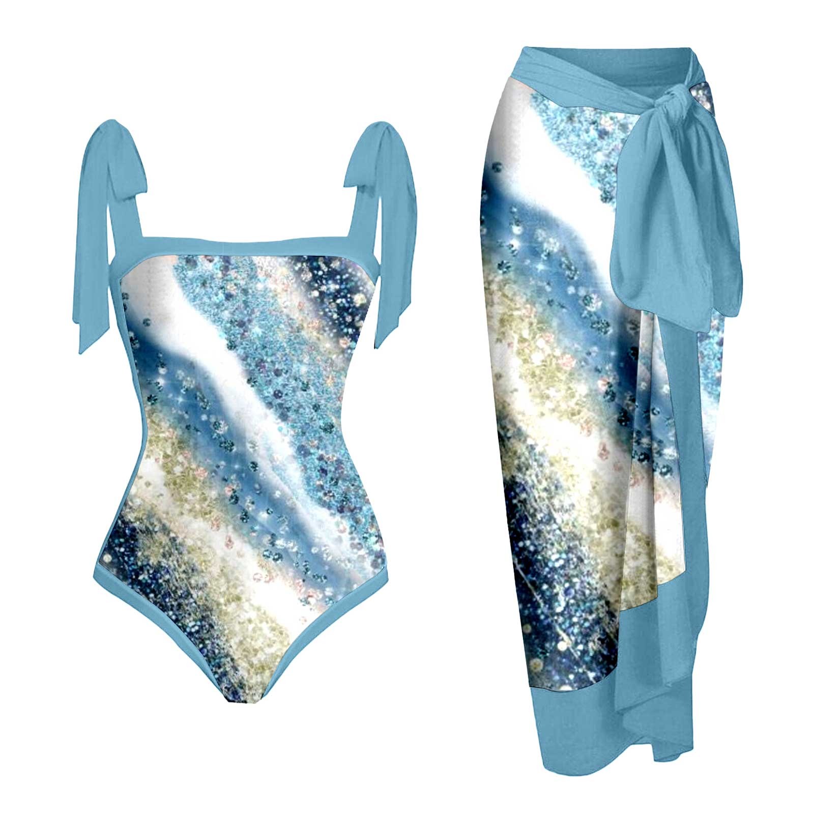 Women One Piece Swimsuit with Matching Cover Ups Floral Sexy Bikini