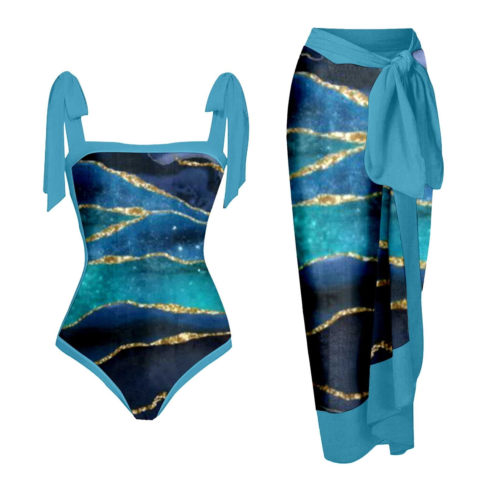 Women One Piece Swimsuit with Matching Cover Ups Floral Sexy Bikini