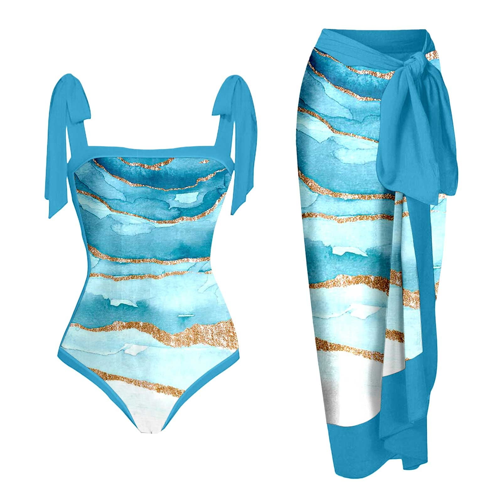 Women One Piece Swimsuit with Matching Cover Ups Floral Sexy Bikini