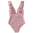 thumbnail image 1 of Women One Piece Swimsuits Tummy Control Bathing Suit Ruffle V Neck Swimwear Monokini, 1 of 5