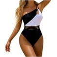 thumbnail image 1 of Women One Piece Swimsuits Tummy One Shoulder Bathing Suits Ruched Asymmetric Swimwear, 1 of 5