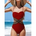 thumbnail image 1 of Women One-Piece Swimwear Sexy Heart-Shaped Cross Cut Out Swimsuit, 1 of 5