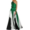 thumbnail image 1 of Women One Shoulder Long Maxi Dresses Trendy Colorblock Sleeveless Elegant Pleated Flowy Dress Evening Party Gowns, 1 of 5