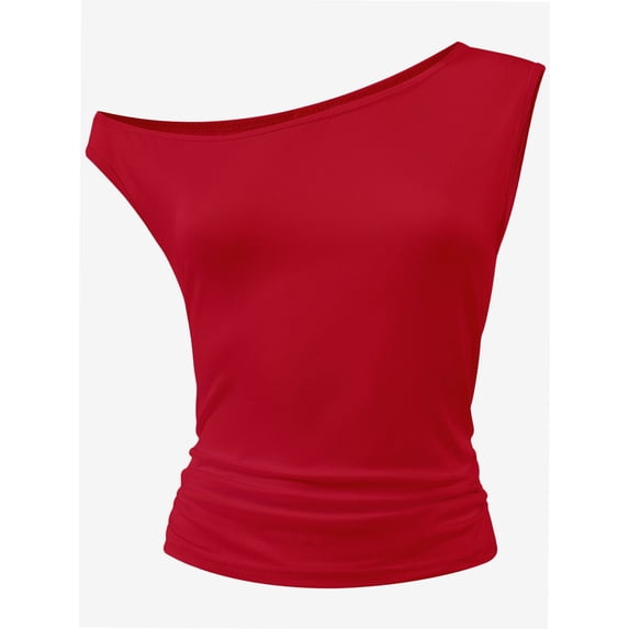 Women One Shoulder Ruched Crop Tank Tops Casual Off The Shoulder Twist Strap Summer Tanks Tops Going Out Crop Shirts