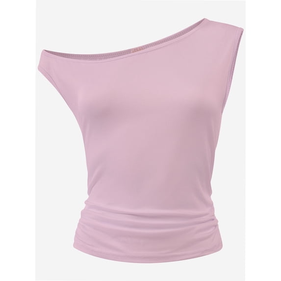 Women One Shoulder Ruched Crop Tank Tops Casual Off The Shoulder Twist Strap Summer Tanks Tops Going Out Crop Shirts