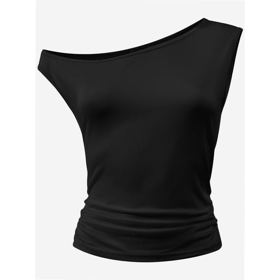 Women One Shoulder Ruched Crop Tank Tops Casual Off The Shoulder Twist Strap Summer Tanks Tops Going Out Crop Shirts