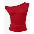 thumbnail image 1 of Women One Shoulder Ruched Crop Tank Tops Casual Off The Shoulder Twist Strap Summer Tanks Tops Going Out Crop Shirts, 1 of 5