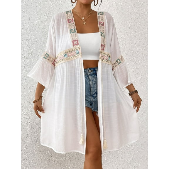 Women One Size Bikini Cover Up Hollow Swimwear Cover-Up with Strap