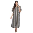 thumbnail image 1 of Women One Size Resort Wear Maxi Dress with Pocket Striped Pattern Ladies Long Dress Boho Kimono Caftan Loose Casual Evening Gown Online, 1 of 2
