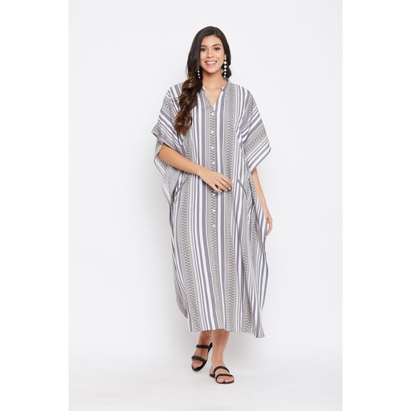 Women One Size Resort Wear Maxi Dress with Pocket Striped Pattern Ladies Long Dress Boho Kimono Caftan Loose Casual Evening Gown Online