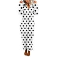 thumbnail image 1 of Women Onesie Pajama Sets Hooded Zipper Graphic Printed Plush Jumpsuit Soft Winter Warm Rompe Sleepwear Pjs Set (XL, White), 1 of 6