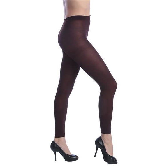 Women Opaque Control Top Footless Tights, Brown - One Size - Case of 120