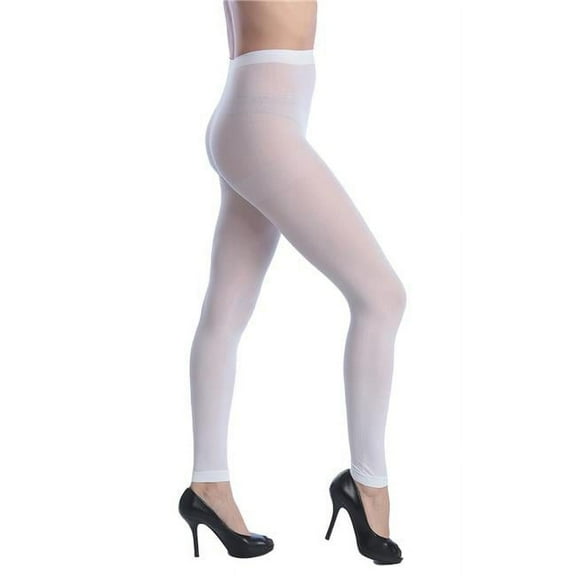 Women Opaque Control Top Footless Tights, White - One Size - Case of 120