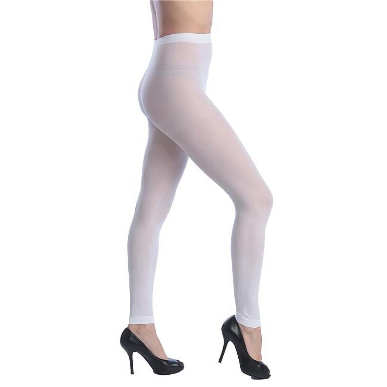 Women Opaque Control Top Footless Tights, White - One Size - Case of 120