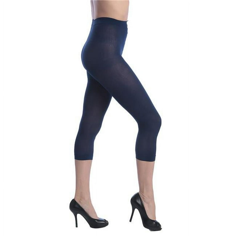 Women Opaque Footless Capri Tights, Navy - One Size - Case of 120
