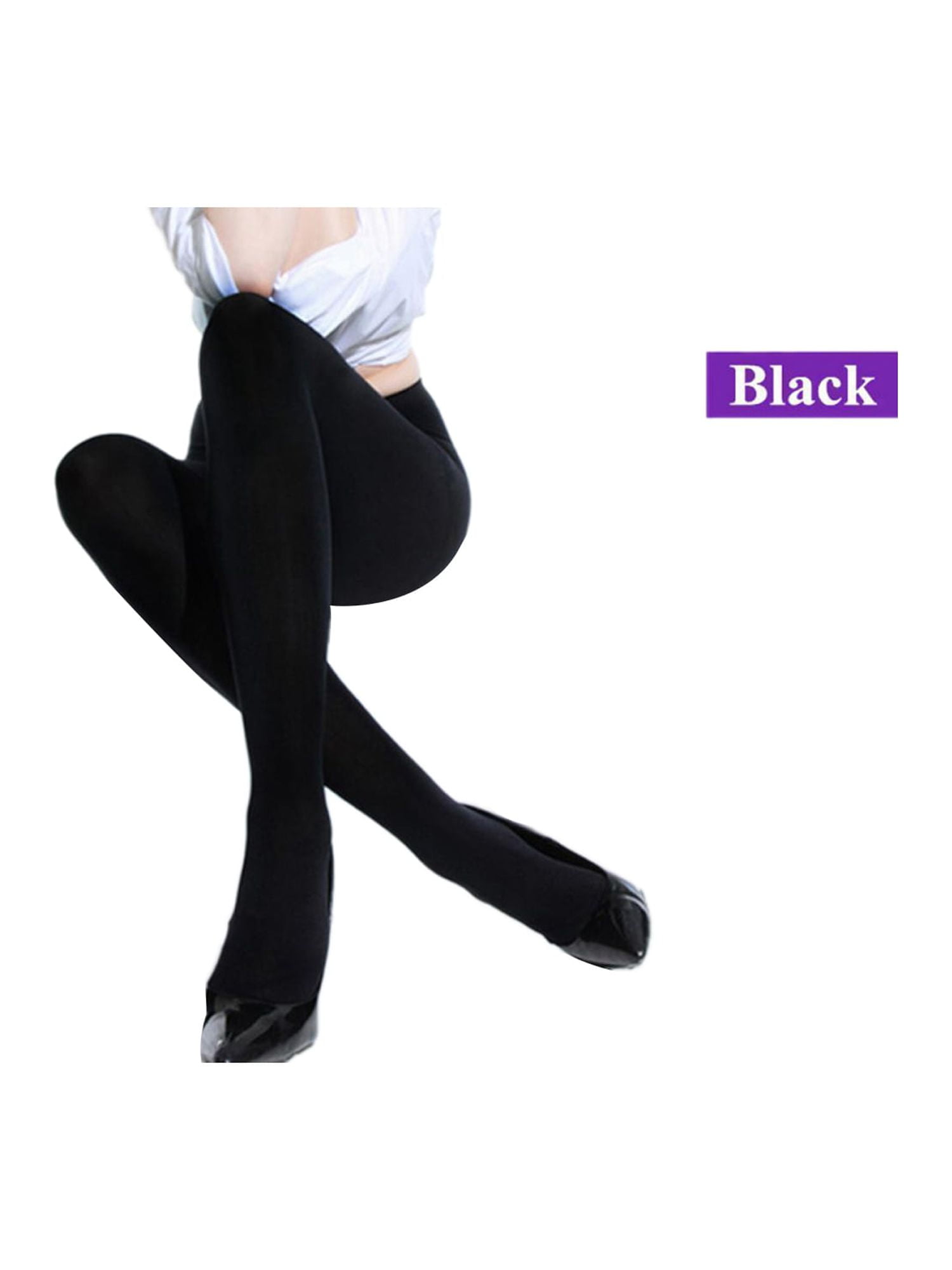 3x Women's Ladies Footless Tights Stockings Pantyhose Leg Hosiery Thermal  Black