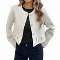 thumbnail image 1 of Women Open Front Button Down Long Sleeve Texture Knit Cardigan Sweaters with Pockets White S, 1 of 7