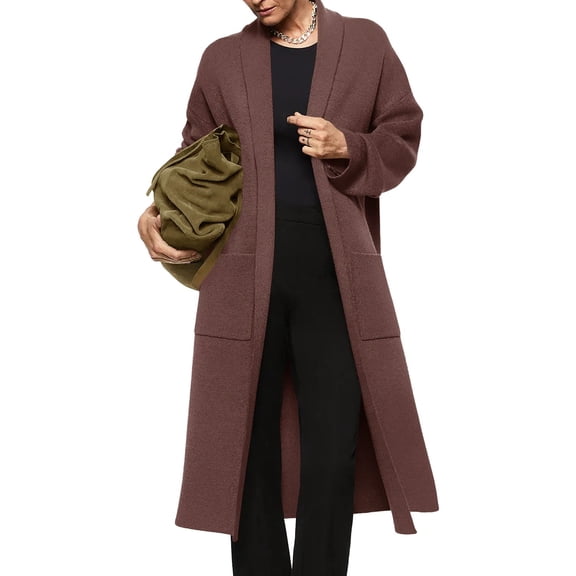 Women Open Front Cardigan Oversized Knitted Long Sleeve Winter Coat with Pocketss