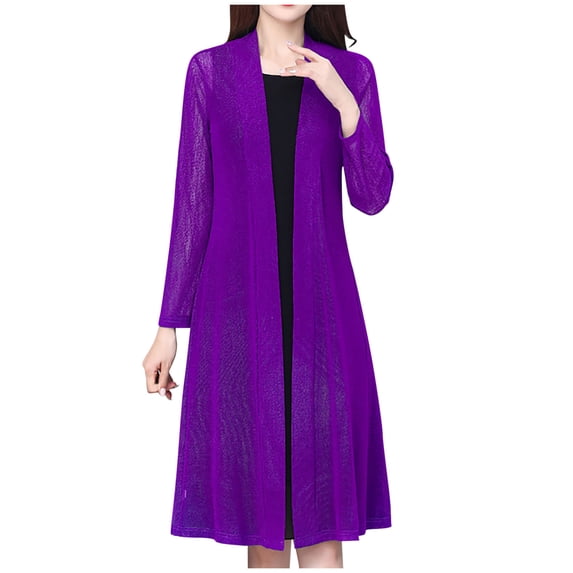 Women Open Front Cardigans Lightweight Long Sleeve Open Front Knit Kimono Sweater Fashion Beach Sun Shirt Cover Up