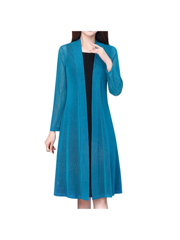 Women Open Front Cardigans Lightweight Long Sleeve Open Front Knit Kimono Sweater Fashion Beach Sun Shirt Cover Up