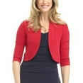 thumbnail image 1 of Women Open Front Short Shrug Bolero Cardigan Solid Color 3/4 Sleeve Cropped Jacket Coat Plus Size for Spring Fall, 1 of 6