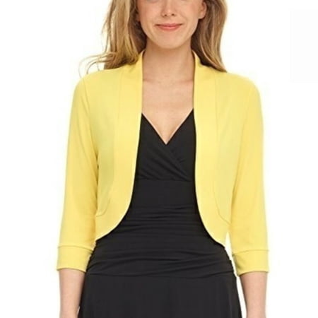Women Open Front Shrug Cardigan Middle Sleeve Bolero Jacket Cropped Coat Plus Size