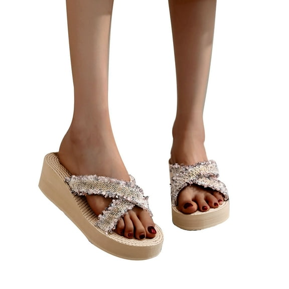 Women Open Toe Slippers Shoes Comfy Sandals Casual Comfortable Beach Sandals
