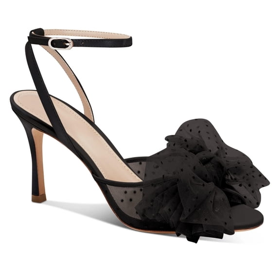 Women Open-Toe Wedding Shoes: Backless High-Heel Sandals with Bows—Delicate Mesh Summer Bridal Footwear