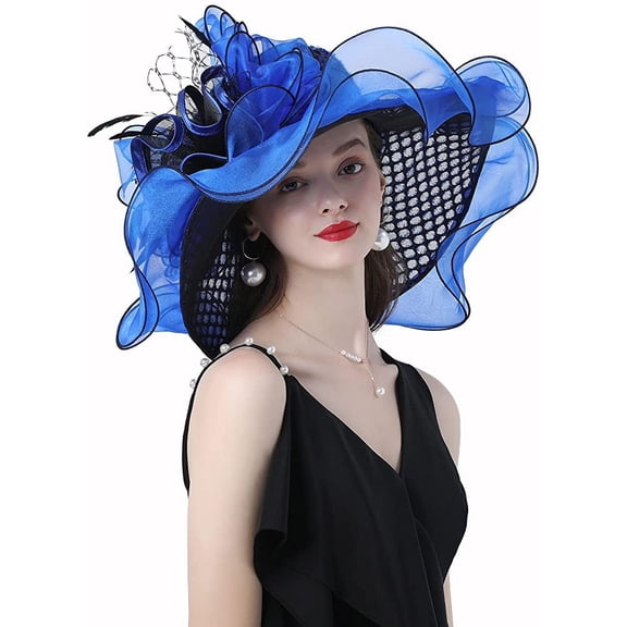 Women Organza Fascinator Hat Floral Tea Party Wedding Hat