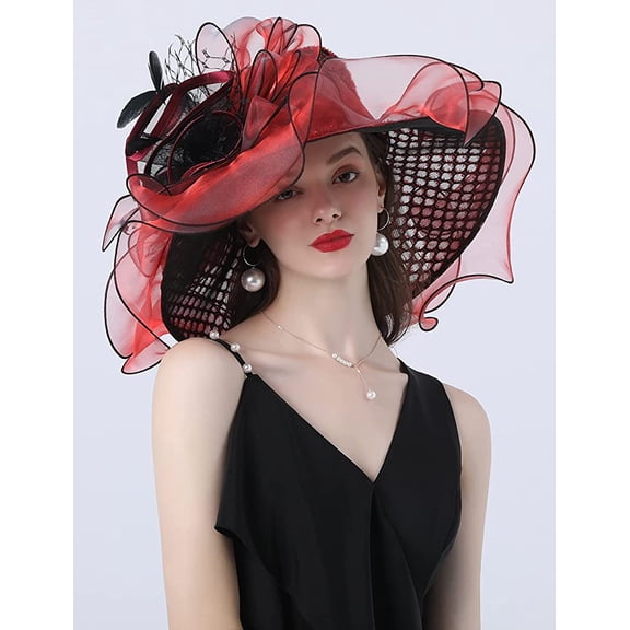 Women Organza Fascinator Hat Floral Tea Party Wedding Hat