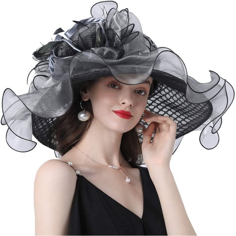 Elegant Floral Organza Fascinator Hat for Women | Tea Party, Wedding, Church Organza Kentucky Derby Fascinators Hat For Women Ladies Wide  main image 3