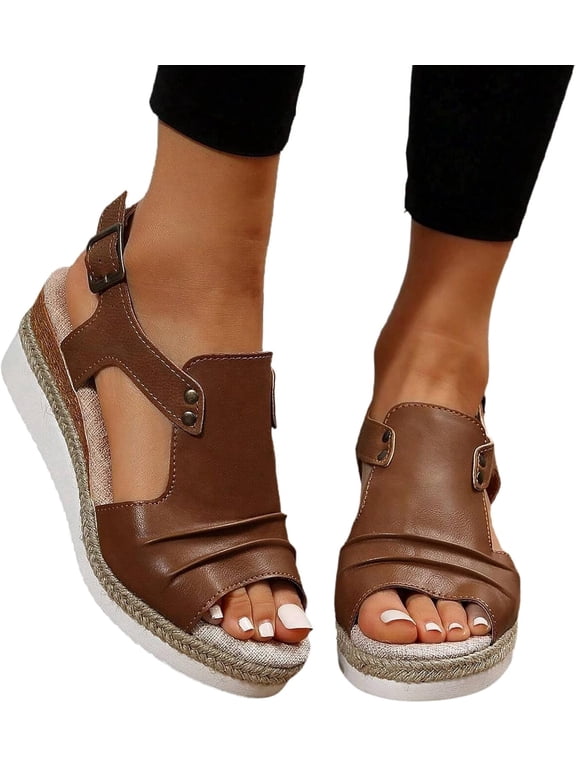 Women Orthopedic Platform Wedge Sandals 2026 Summer Comfortable Dressy Sandals Open Toe Ankle Strap Espadrilles Platform Beach Sandals