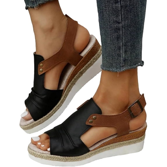 Women Orthopedic Platform Wedge Sandals 2026 Summer Comfortable Dressy Sandals Open Toe Ankle Strap Espadrilles Platform Beach Sandals