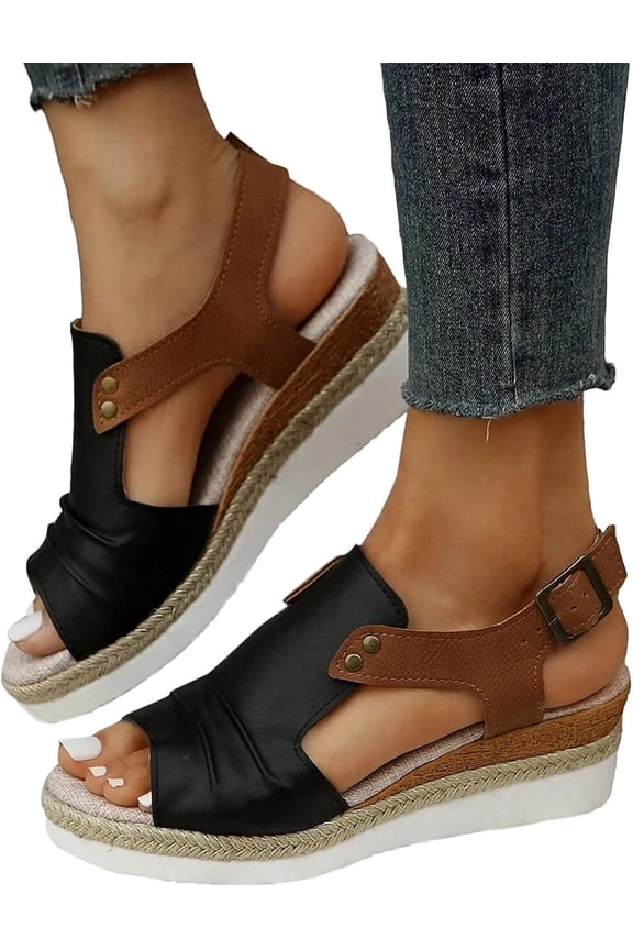 Women Orthopedic Platform Wedge Sandals 2026 Summer Comfortable Dressy Sandals Open Toe Ankle Strap Espadrilles Platform Beach Sandals